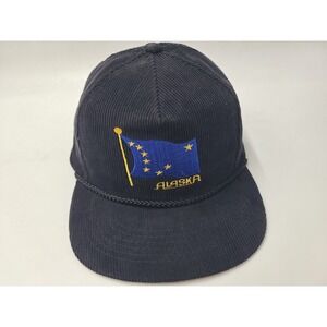 Vintage Alaska Hat Cap State Flag Corduroy Rope Snapback Cotton Travel Men Black